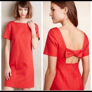Anthropologie Red Maeve Back Shift Dress size 2p